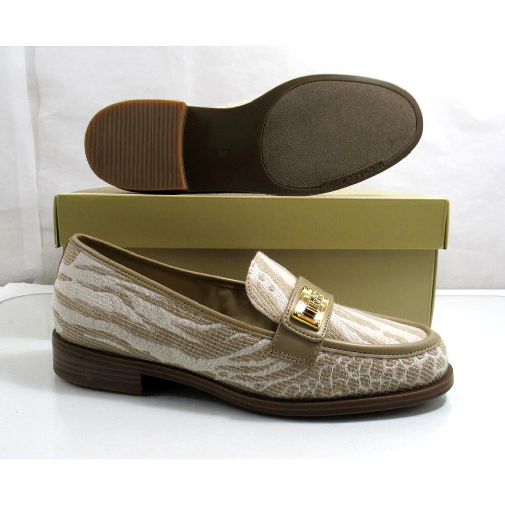 Michael Kors Padma Loafer Flat Shoes MK Logo Hardware Camel Multi Size 7 - Picture 7 of 8